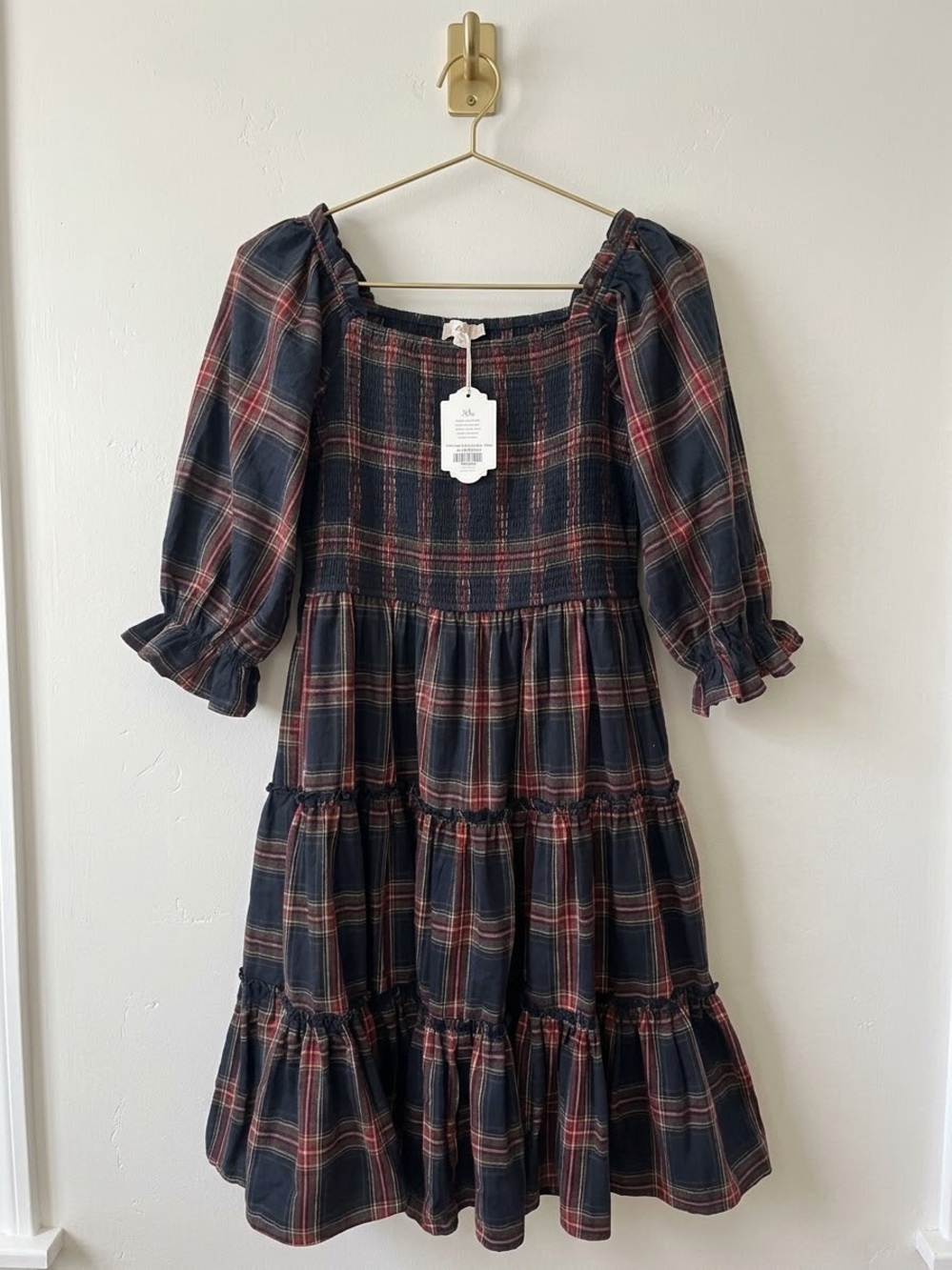 NWT XLarge Ivy City Co. Madeline dress in Navy Plaid - Picture 2 of 3